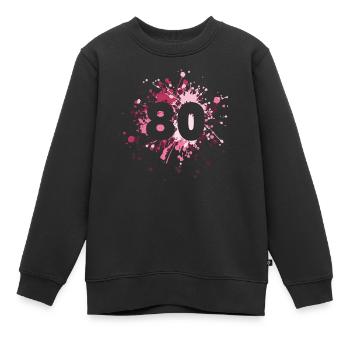 Nombre 80e éclaboussure de couleur - Sweat Premium enfant bio - noir - Devant - AI Model Kid Female (0cm)