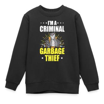 Voleur d’ordures criminel Ratons laveurs Martre drôle - Sweat Premium enfant bio - noir - Devant - AI Model Kid Female (0cm)