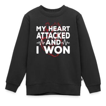 Mein Herz Hat Angegriffen Und Ich Habe Gewonnen - Kinder Premium Organic Sweatshirt - Schwarz - Vorne - AI Model Kid Female (0cm)