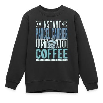 Parcel carrier coffee saying - Kids Premium Organic Sweatshirt - black - Front - AI Model Kid Female (0cm)