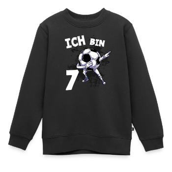 Ich bin 7 Jahre Fußball 7. Geburtstag - Kinder Premium Organic Sweatshirt - Schwarz - Vorne - AI Model Kid Female (0cm)