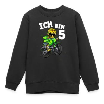 Ich bin 5 Jahre Cross Motorrad 5. Geburtstag - Kinder Premium Organic Sweatshirt - Schwarz - Vorne - AI Model Kid Female (0cm)