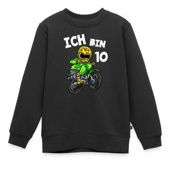 Ich bin 10 Jahre Motorcross 10. Geburtstag - Kinder Premium Organic Sweatshirt - Schwarz - Vorne - AI Model Kid Female (0cm)