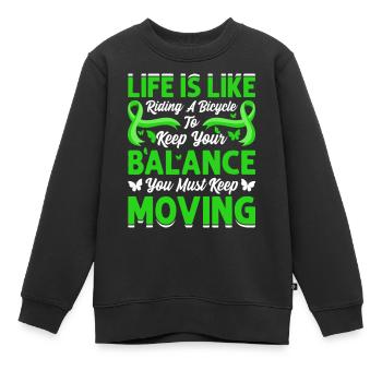 Life Is Like Riding A Bicycle - Kinder Premium Organic Sweatshirt - Schwarz - Vorne - AI Model Kid Female (0cm)