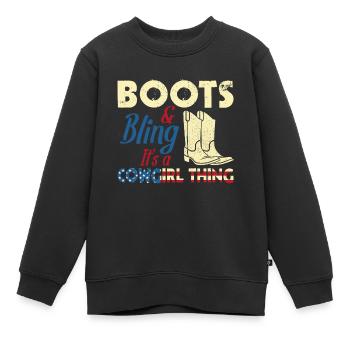 Western Lifestyle Stiefel Bling - Kinder Premium Organic Sweatshirt - Schwarz - Vorne - AI Model Kid Female (0cm)