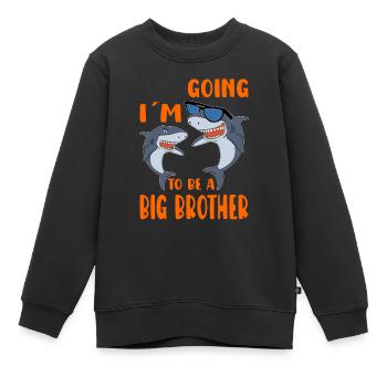 Je vais être un grand frère Révélation de bébé requins - Sweat Premium enfant bio - noir - Devant - AI Model Kid Female (0cm)