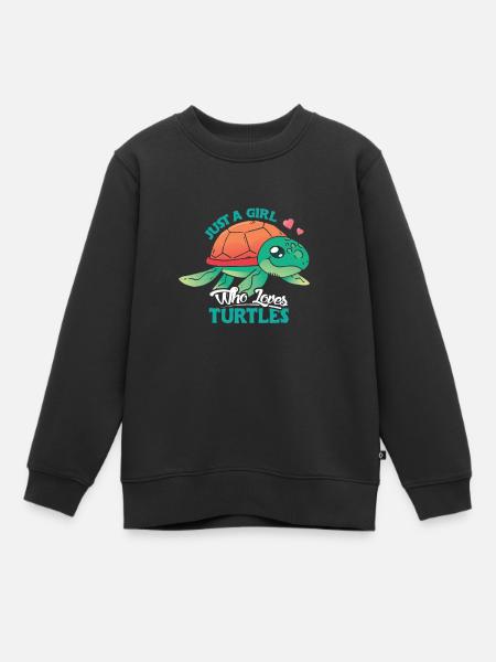 Turtle Cute Girl Love Turtles - Premium børne sweatshirt økologisk - sort
