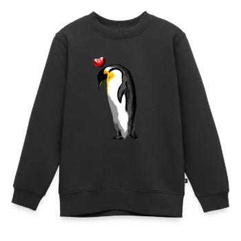 Pingouin avec coeur océan mer Nature Conservation Coeur - Sweat Premium enfant bio - noir - Devant - AI Model Kid Female (0cm)