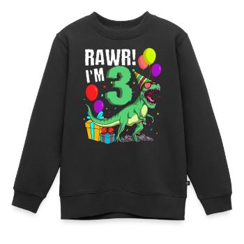 3rd birthday I am 3 years T-Rex dinosaur - Kids Premium Organic Sweatshirt - black - Front - AI Model Kid Female (0cm)
