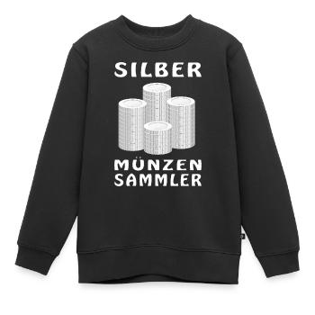 GELD SILBER MÜNZEN - Kinder Premium Organic Sweatshirt - Schwarz - Vorne - AI Model Kid Female (0cm)