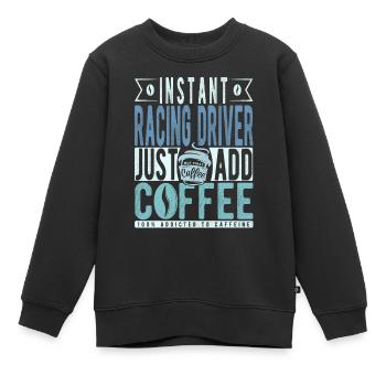 Rennfahrer Kaffee Spruch - Kinder Premium Organic Sweatshirt - Schwarz - Vorne - AI Model Kid Female (0cm)