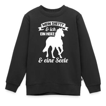 Pferd Reitsport Reiten Pferdesport Shetty - Kinder Premium Organic Sweatshirt - Schwarz - Vorne - AI Model Kid Female (0cm)