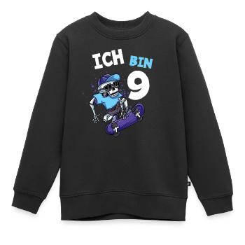 Ich bin 9 Jahre Skateboard 9. Geburtstag - Kinder Premium Organic Sweatshirt - Schwarz - Vorne - AI Model Kid Female (0cm)