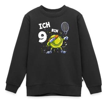 Ich bin 9 Jahre Tennis 9. Geburtstag - Kinder Premium Organic Sweatshirt - Schwarz - Vorne - AI Model Kid Female (0cm)