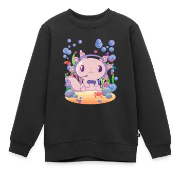 Axolotl gambles underwater - Kids Premium Organic Sweatshirt - black - Front - AI Model Kid Female (0cm)