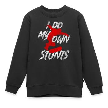 Skater Skateboard Cool Kickflip I Do My Own Stunts - Kids Premium Organic Sweatshirt - black - Front - AI Model Kid Female (0cm)