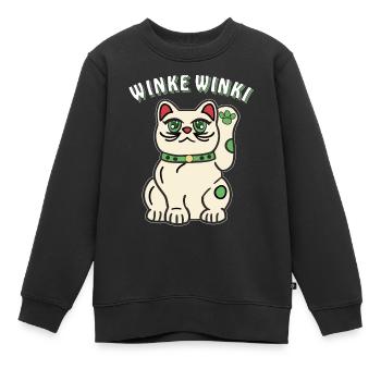 KATZE WINKE WINKI - Kinder Premium Organic Sweatshirt - Schwarz - Vorne - AI Model Kid Female (0cm)