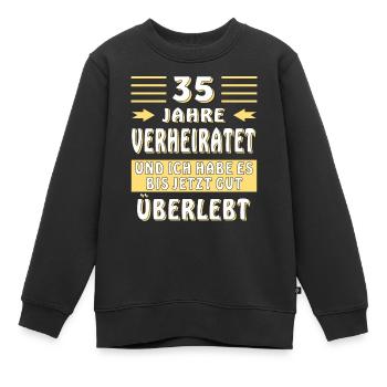 35 JAHRE VERHEIRATET - Kinder Premium Organic Sweatshirt - Schwarz - Vorne - AI Model Kid Female (0cm)