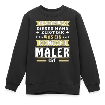 WAS EIN RICHTIGER MALER IST - Kinder Premium Organic Sweatshirt - Schwarz - Vorne - AI Model Kid Female (0cm)