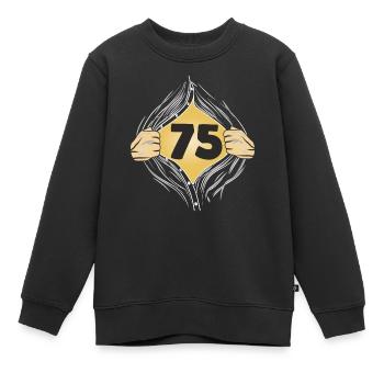 75 CHEMISE SUR - Sweat Premium enfant bio - noir - Devant - AI Model Kid Female (0cm)
