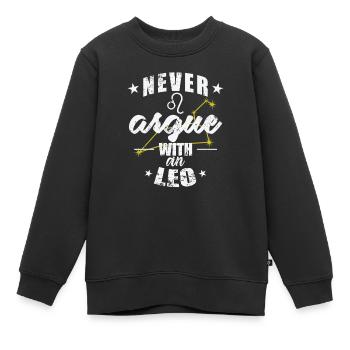 Signe du zodiaque Ne jamais se disputer avec un Lion - Sweat Premium enfant bio - noir - Devant - AI Model Kid Female (0cm)