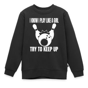 Kegeln Geschenk Bowling Kegel Bowler Bowlingkugel - Kinder Premium Organic Sweatshirt - Schwarz - Vorne - AI Model Kid Female (0cm)