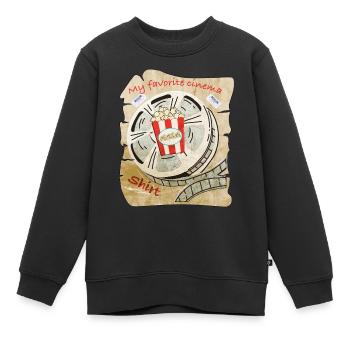 Cinéma cinéma avec pop-corn - Sweat Premium enfant bio - noir - Devant - AI Model Kid Female (0cm)