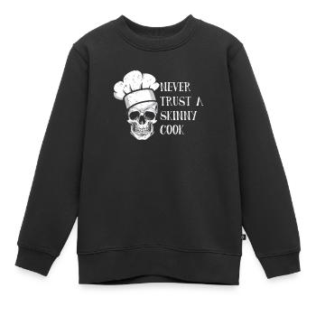 Ne faites jamais confiance à un cuisinier maigre - Sweat Premium enfant bio - noir - Devant - AI Model Kid Female (0cm)