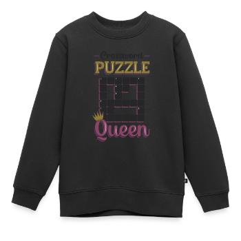 Mots croisés Queen Mots croisés Puzzle - Sweat Premium enfant bio - noir - Devant - AI Model Kid Female (0cm)