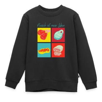 La viande mange la vie - Sweat Premium enfant bio - noir - Devant - AI Model Kid Female (0cm)