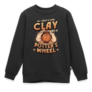Alles, Was Ich Brauche, Ist Etwas Ton - Kinder Premium Organic Sweatshirt - Schwarz - Vorne - AI Model Kid Female (0cm)