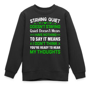 RESTER SILENCIEUX NE VEUT PAS DIRE QUE JE N’AI RIEN À DIRE - Sweat Premium enfant bio - noir - Devant - AI Model Kid Female (0cm)