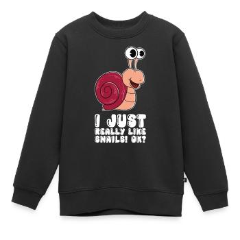 I just like snails very much - Kids Premium Organic Sweatshirt - black - Front - AI Model Kid Female (0cm)