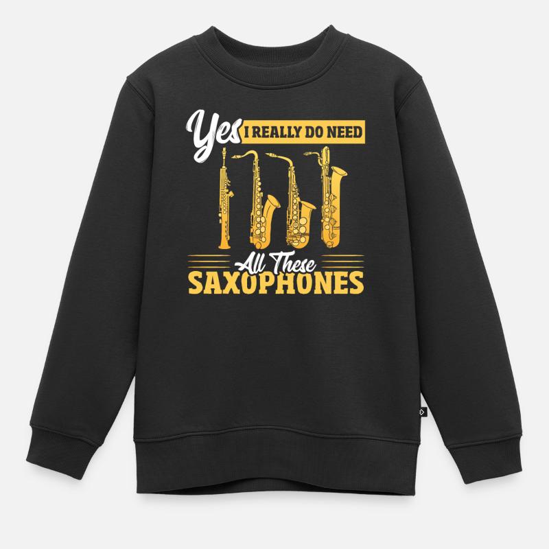 Saxophone Saxophones Jazz Player Marching Band Sym - Kinder Premium Organic Sweatshirt - Schwarz