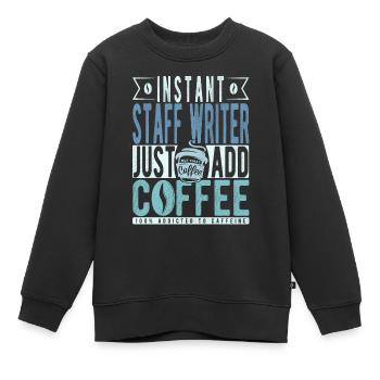 Angestellter Autor Kaffee Spruch - Kinder Premium Organic Sweatshirt - Schwarz - Vorne - AI Model Kid Female (0cm)