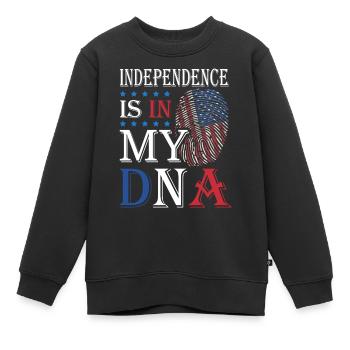 L’indépendance est dans mon ADN 4 juillet - Sweat Premium enfant bio - noir - Devant - AI Model Kid Female (0cm)