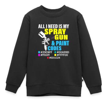 Tout ce dont j’ai besoin, c’est de mon pistolet de pulvérisation et de mes codes de peinture Carrosserie - Sweat Premium enfant bio - noir - Devant - AI Model Kid Female (0cm)