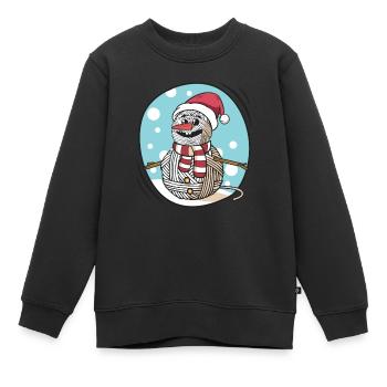Garn Schneemann Nähen Stricken Häkeln - Kinder Premium Organic Sweatshirt - Schwarz - Vorne - AI Model Kid Female (0cm)