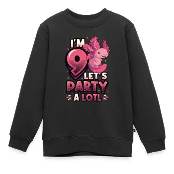 J’ai 9 ans, célébrons, 9 ans Axolotl - Sweat Premium enfant bio - noir - Devant - AI Model Kid Female (0cm)