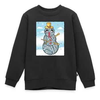 Garn Schneemann Nähen Stricken Häkeln - Kinder Premium Organic Sweatshirt - Schwarz - Vorne - AI Model Kid Female (0cm)