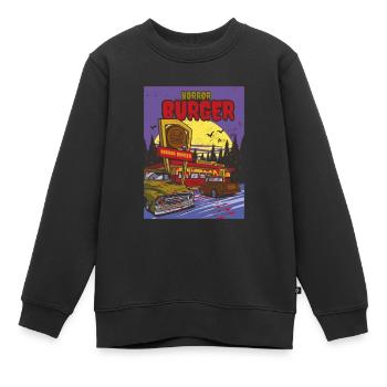 Horror-Burger Blut Horror-Burger Blut Inspiration - Kinder Premium Organic Sweatshirt - Schwarz - Vorne - AI Model Kid Female (0cm)