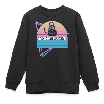 Magnet Angeln Retro - Kinder Premium Organic Sweatshirt - Schwarz - Vorne - AI Model Kid Female (0cm)