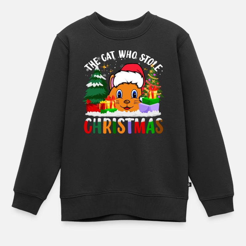 Le chat qui a volé Noël pour Cat Lovers - Sweat Premium enfant bio - noir