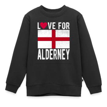 Souvenir d’Aurigny - Sweat Premium enfant bio - noir - Devant - AI Model Kid Female (0cm)