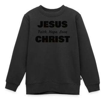 Christianisme Jésus Religion Foi Croix Prière - Sweat Premium enfant bio - noir - Devant - AI Model Kid Female (0cm)