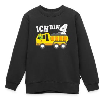 4 Jahre Jungen Geburtstagsgeschenk Dino Kipplaster - Kinder Premium Organic Sweatshirt - Schwarz - Vorne - AI Model Kid Female (0cm)