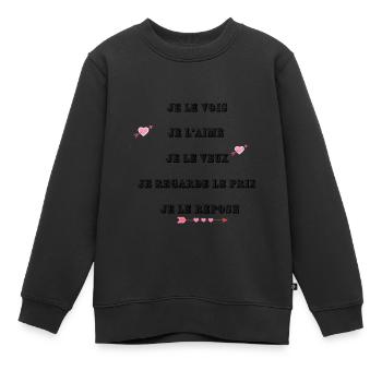 JE LE VOIS, JE L'AIME - Sweat Premium enfant bio - noir - Devant - AI Model Kid Female (0cm)