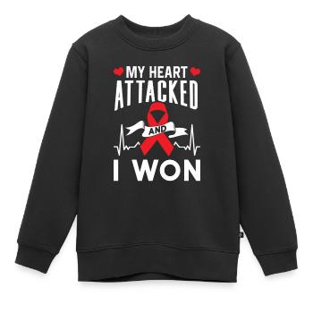 Mein Herz Hat Angegriffen Und Ich Habe Gewonnen - Kinder Premium Organic Sweatshirt - Schwarz - Vorne - AI Model Kid Female (0cm)