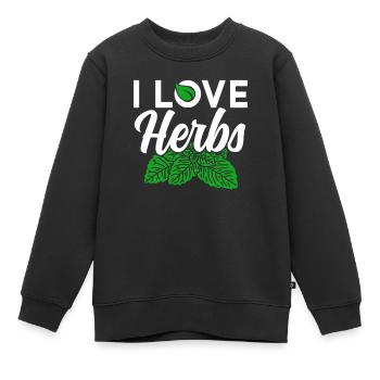 J’aime les herbes Herb Herb Jardin - Sweat Premium enfant bio - noir - Devant - AI Model Kid Female (0cm)