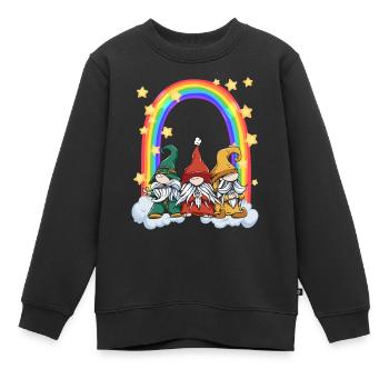 three gnomes at the Rainbow Gate - Kids Premium Organic Sweatshirt - black - Front - AI Model Kid Female (0cm)